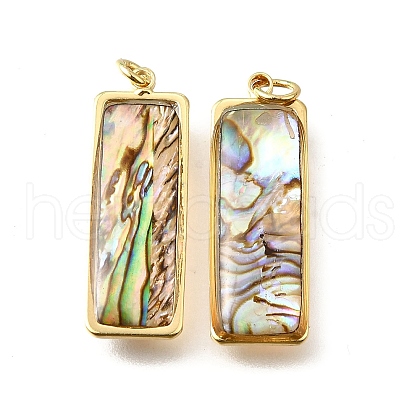 Natural Paua Shell & Epoxy Resin Pendants KK-E794-02G-07-1