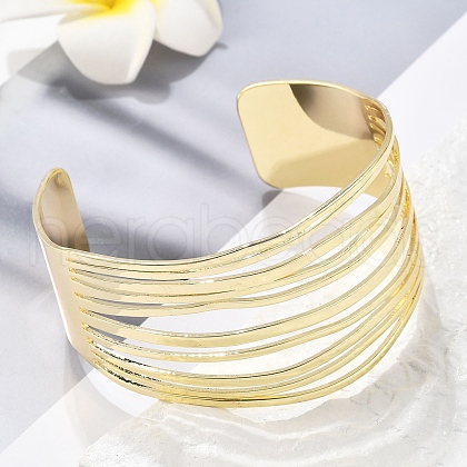 Hollow Brass Cuff Open Bangles BJEW-M060-04G-1