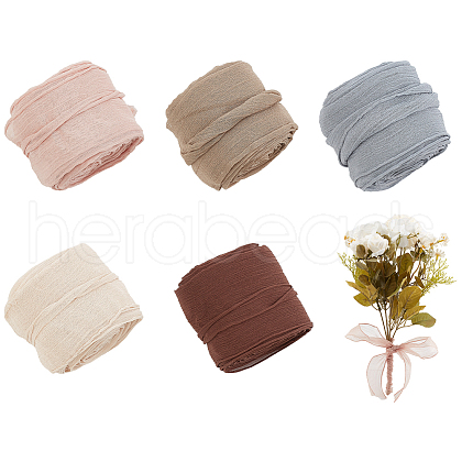   5 Rolls 5 Colors Polyester Ribbon OCOR-PH0002-74-1