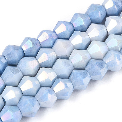 Electroplate Bicone Glass Beads Strands EGLA-T021-6mm-16-09-1