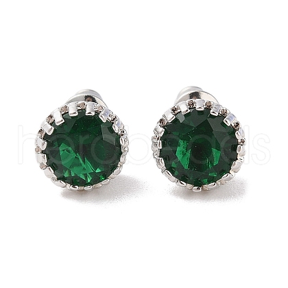 Rack Plating Brass Pave Single Cubic Zirconia Stud Earrings X-EJEW-I304-02P-05-1