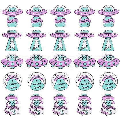25 Pieces Alien Charms Pendant Resin Alien Cat Charm UFO Charms Mixed Shape for Jewelry Necklace Earring Making Crafts JX393A-1