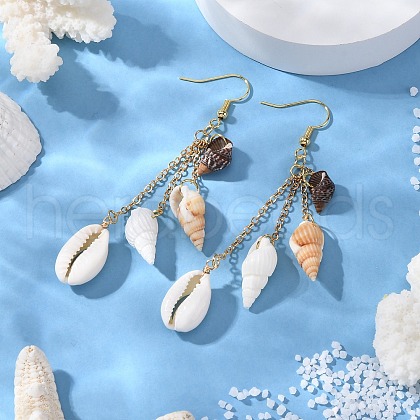 Natural Shell Dangle Earrings EJEW-TA00649-1