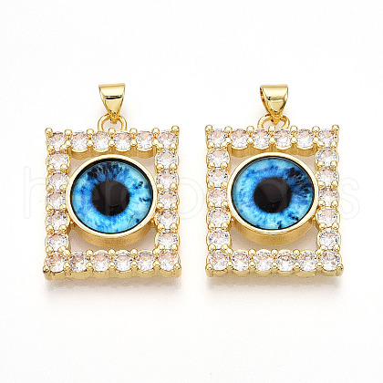 Brass Micro Pave Clear Cubic Zirconia Pendants for Women KK-T070-91A-03-1