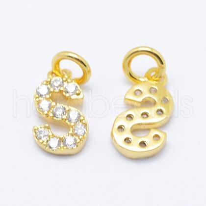 Brass Micro Pave Grade AAA Cubic Zirconia Charms ZIRC-P067-11G-S-NR-1
