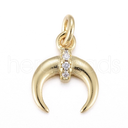 Brass Micro Pave Clear Cubic Zirconia Charms KK-I674-20G-1