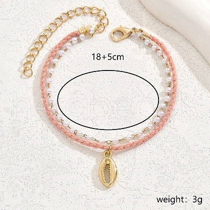 Shell Charm Multi-layer Rope Anklets for Women FX0912-2-1