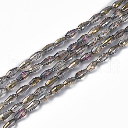 Electroplated Glass Beads Strands EGLA-H100-HP03-1