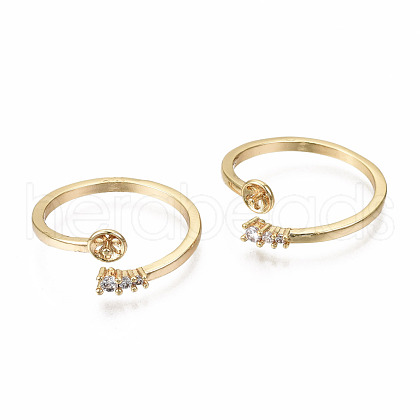 Brass Micro Pave Clear Cubic Zirconia Peg Bails Cuff Finger Ring Settings X-KK-T056-117G-NF-1