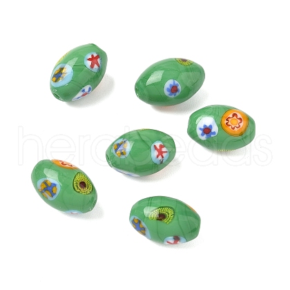 Handmade Millefiori Glass Beads LAMP-U004-02B-1