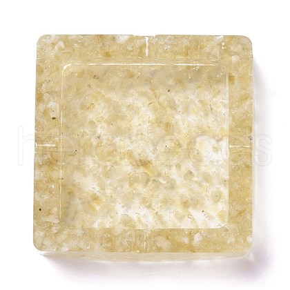 Resin with Natural Citrine Chip Stones Ashtray DJEW-F015-04D-1