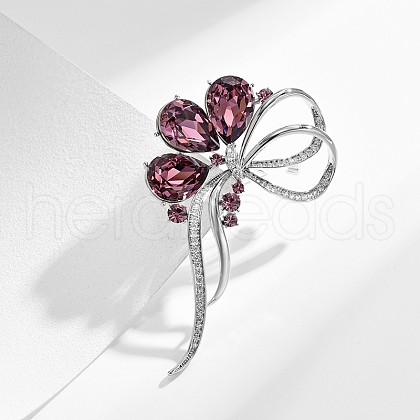Bowknot Alloy Rhinestone Brooch for Backpack Clothes PW-WGA8CB2-02-1