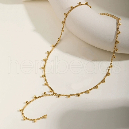 304 Stainless Steel Ball Tassel Twisted Chain Y Necklaces for Women NJEW-Z085-01G-1