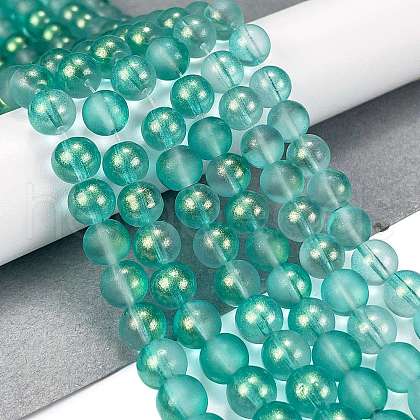 Frosted Transparent Glass Bead Strands X1-GLAA-P065-8mm-08-1