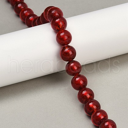 Handmade Silver Foil Glass Beads Strands FOIL-F002-01H-1