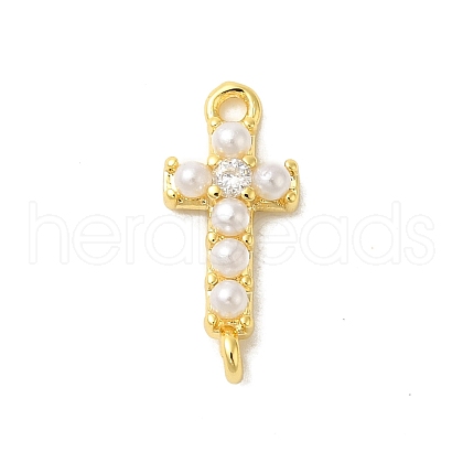 Rack Plating Brass Clear Cubic Zirconia Connector Charms KK-S396-06C-1