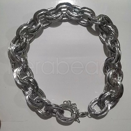 Unisex Thick Aluminum Double Link Chains Necklaces NJEW-V006-01P-1