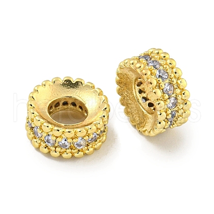 Brass Cubic Zirconia Spacer Beads KKB-L215-010G-1
