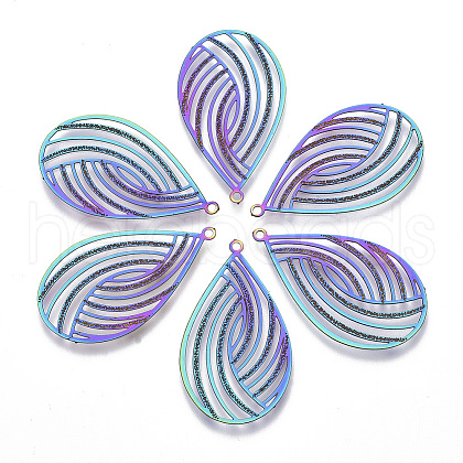 Ion Plating(IP) 304 Stainless Steel Filigree Pendants STAS-YW0002-36-1