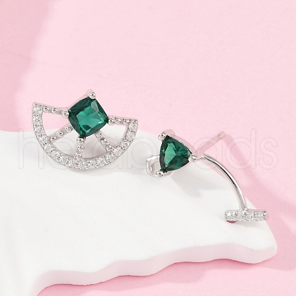 S925 Sterling Silver Cubic Zirconia Stud Earrings EJEW-V019-01P-1