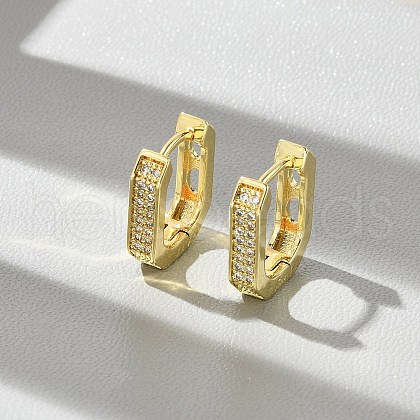 Oval Brass Micro Pave Clear Cubic Zirconia Hoop Earrings EJEW-D311-047G-1