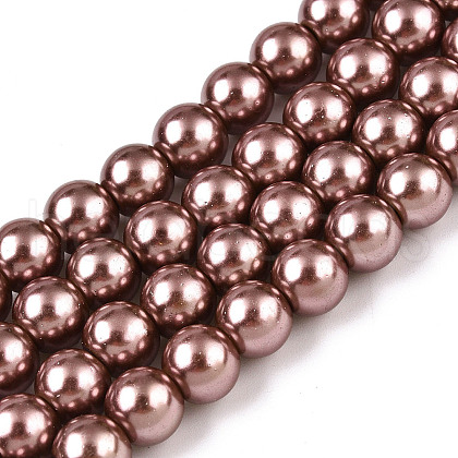 Baking Painted Pearlized Glass Pearl Round Bead Strands HY-Q330-8mm-92-1
