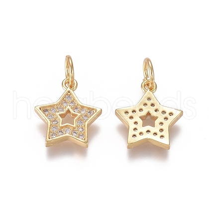 Brass Micro Pave Clear Cubic Zirconia Charms ZIRC-I036-04G-1