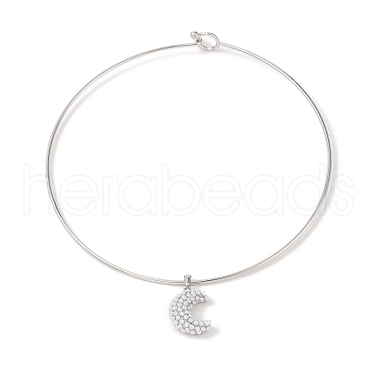 Brass with ABS Imitation Pearl Charm Necklace BJEW-Q350-05A-P-1