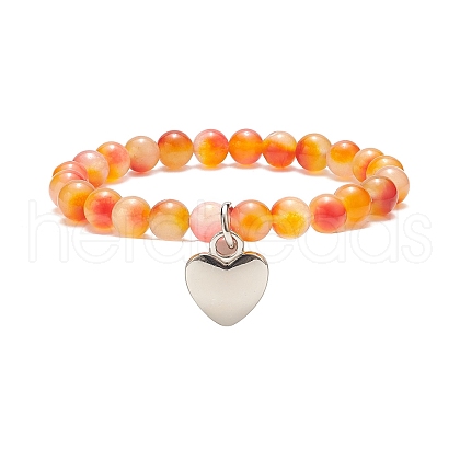 Two Tone Natural Jade Beaded Stretch Bracelet BJEW-JB09176-1