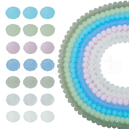 7 Strands 7 Colors Imitation Jade Solid Color Glass Beads Strands EGLA-TA0001-50-1