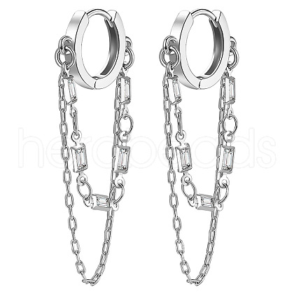 Round Brass Micro Pave Clear Cubic Zirconia Hoop Earrings FS-WG18906-02-1