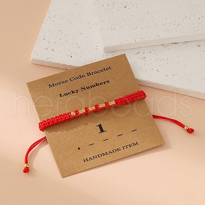 Morse Code Style Stainless Steel Braided String Bracelets for Woman Men PW-WGCCBF0-01-1