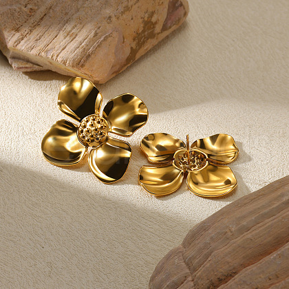 304 Stainless Steel Stud Earrings for Women EJEW-Z092-03G-03-1