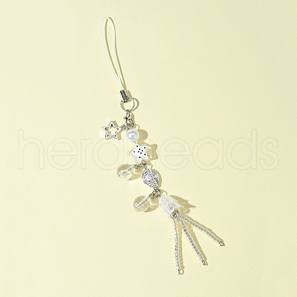 Glass & Alloy & Acrylic Mobile Straps HJEW-FS00002-1
