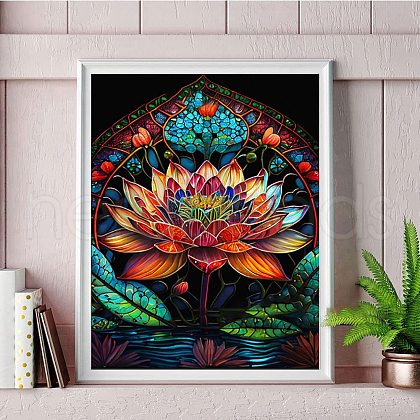 Lotus Flower DIY Natural Scenery Pattern 5D Diamond Painting Kits PW-WG92504-04-1