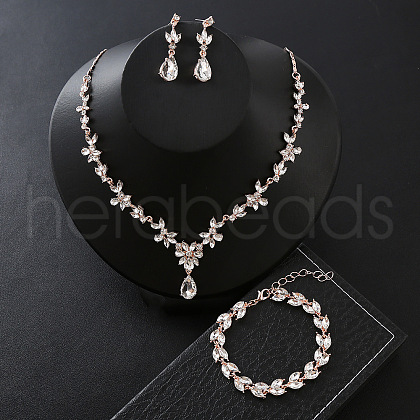 Alloy Rhinestone Pendant Necklaces & Stud Earring & Bracelets Sets for Women WG9B9CC-02-1