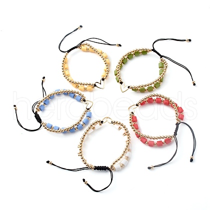 Handmade Polymer Clay Beads Nylon Thread Braided Bead Bracelets BJEW-JB06626-1