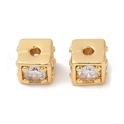 Brass Cubic Zirconia Beads KK-Q030-14A-G-1