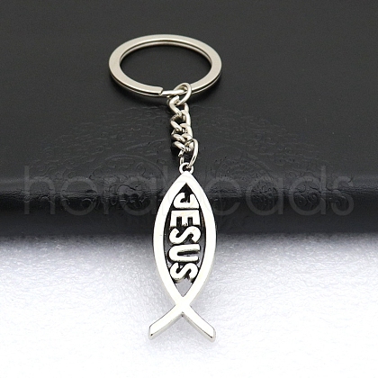 Zinc Alloy Fish Pendant Keychain PW-WG2D297-01-1