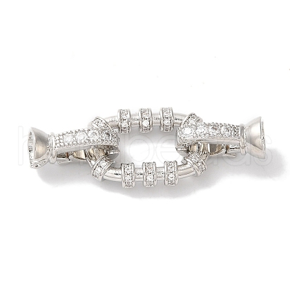 Rectangle Rack Plating Brass Micro Pave Clear Cubic Zirconia Fold Over Clasps KK-A225-04P-1