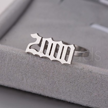 Birth Year 201 Stainless Steel Adjustable Open Cuff Rings FS-WG46D84-14-1