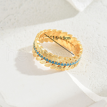 Exquisite Fashion Ears of Wheat Brass Micro Pave Cubic Zirconia Ring for Women Party Gift OI8891-4-1