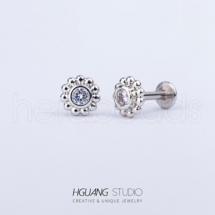 Stainless Steel Micro Pave Clear Cubic Zirconia Cartilage Earrings for Women Men WG126FA-01-1