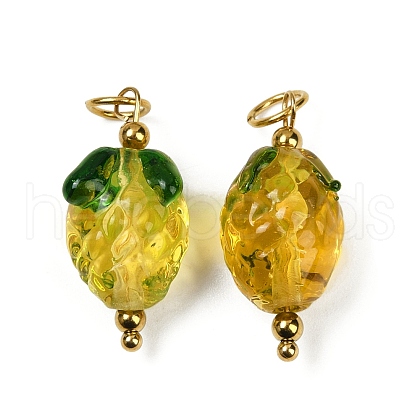 304 Stainless Steel with Handmade Lampwork Pendants STAS-Q352-02G-B-1