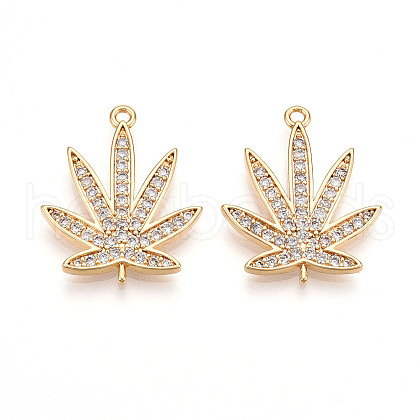 Brass Micro Pave Cubic Zirconia Pendants KK-N262-109A-G-1