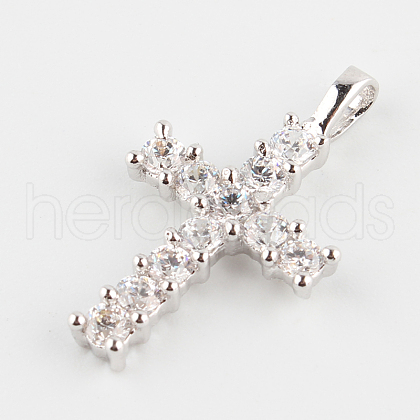 Cross Brass Micro Pave Cubic Zirconia Pendants X-ZIRC-P002-54P-1