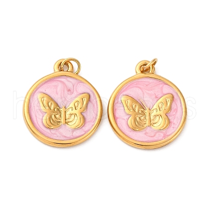304 Stainless Steel Enamel Pendants STAS-U061-37G-B03-1