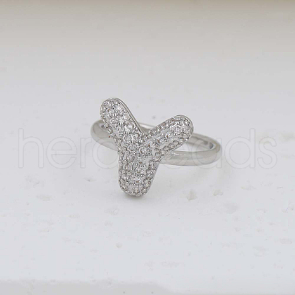 Brass Micro Pave Clear Cubic Zirconia Cuff Rings FS-WG17FF6-25-1