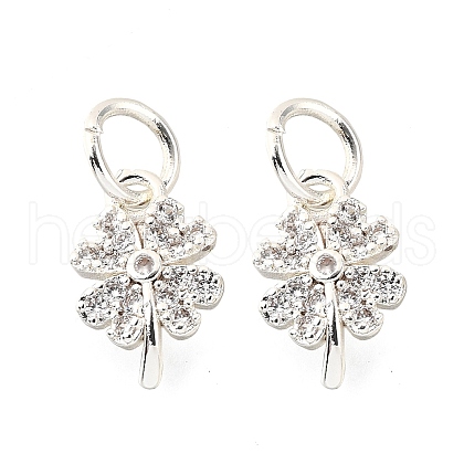 Clover Brass Micro Pave Clear Cubic Zirconia Pendants KK-K300-10S-1