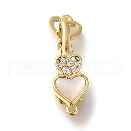 Brass Micro Pave Clear Cubic Zirconia Fold Over Clasps KK-H480-50G-01-1
